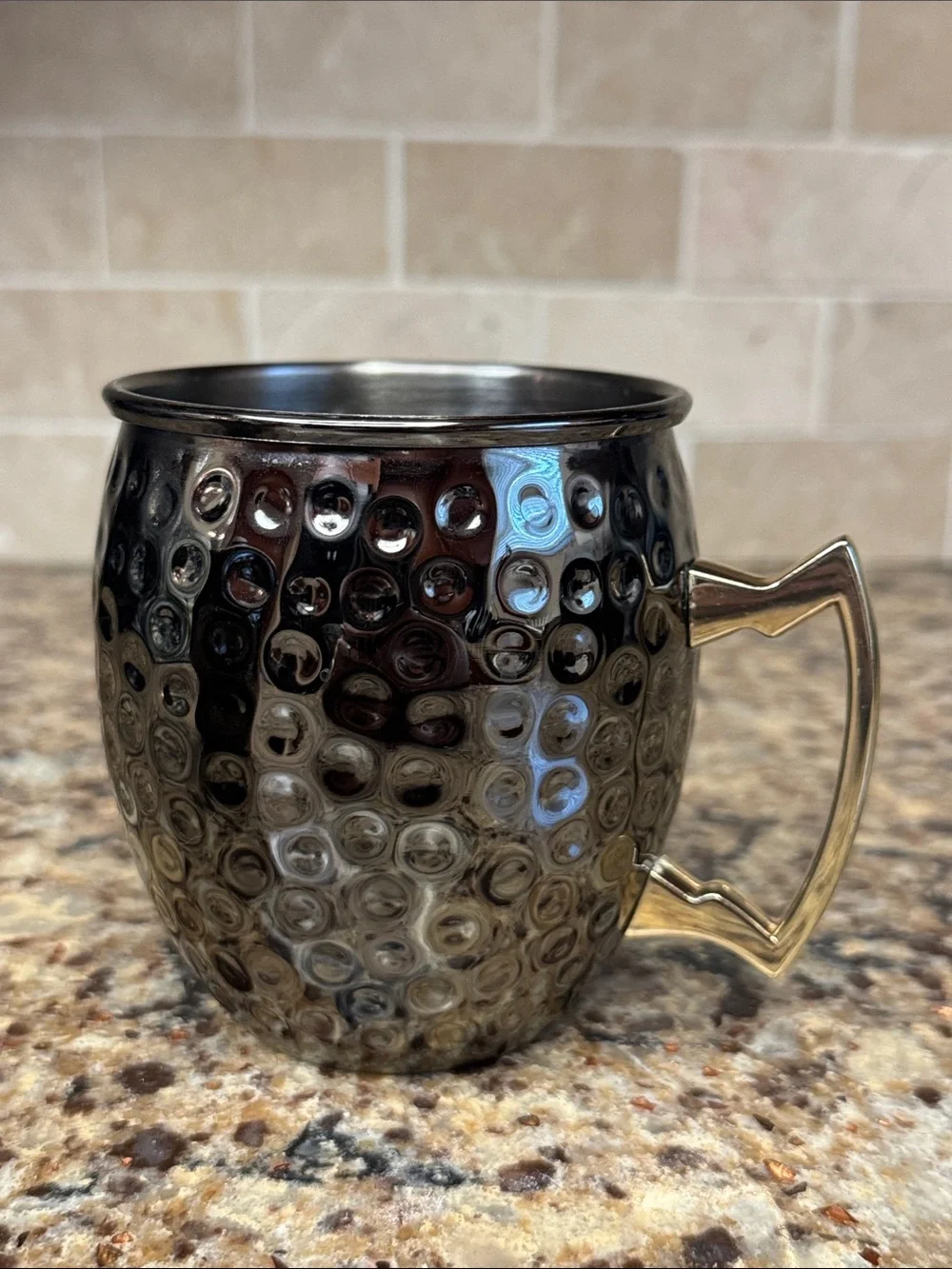Eco One 20 oz Set of 2 Hammered Stainless Steel Moscow Mule Mugs Gunmetal Finish